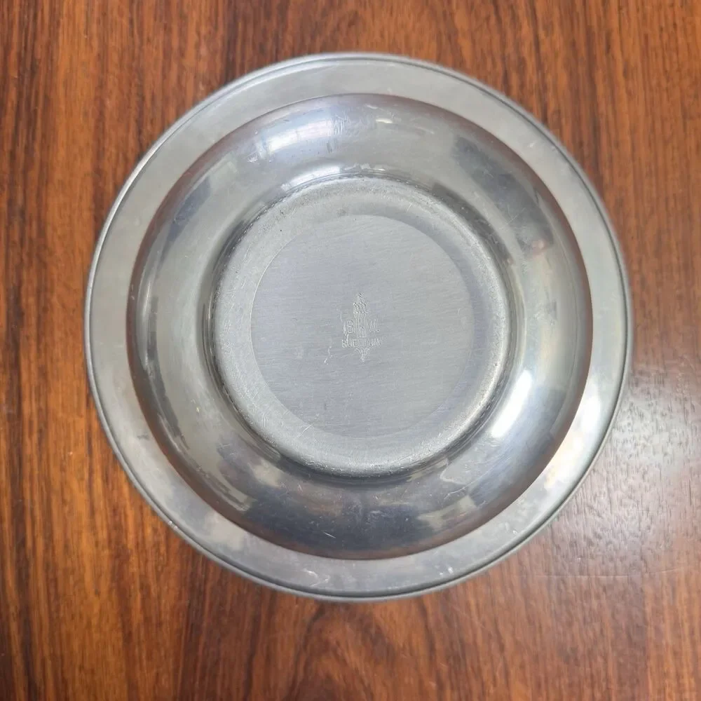 Vintage BW Buenilum Aluminum Covered Bowl Casserole Serving Dish Crimped Edge 9
